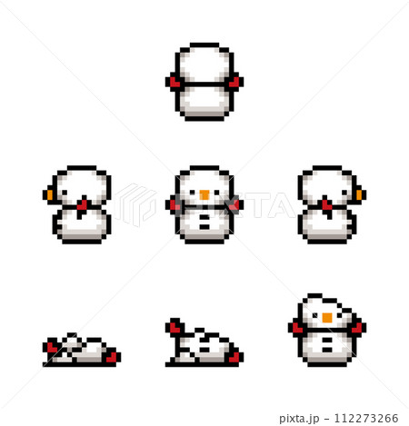 ゆきだるまのピクセルアート ゆきだるまのピクセルアート 112273266
