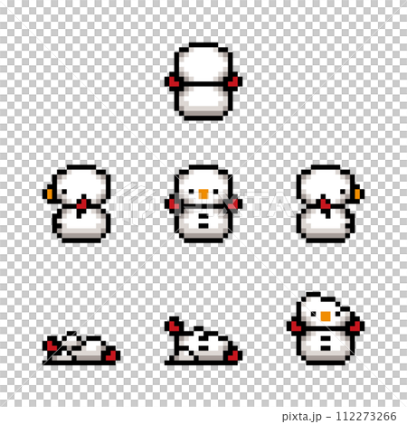 ゆきだるまのピクセルアート ゆきだるまのピクセルアート 112273266