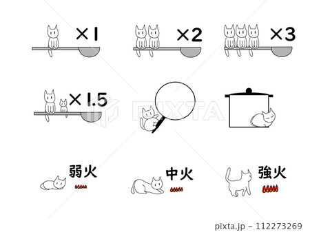 料理のレシピ用のイラストセット 料理のレシピ用のイラストセット 112273269