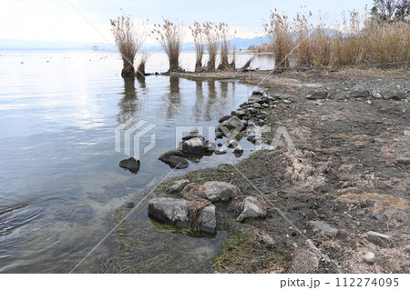 坂本城 琵琶湖畔に残る本丸石垣 坂本城 琵琶湖畔に残る本丸石垣 112274095