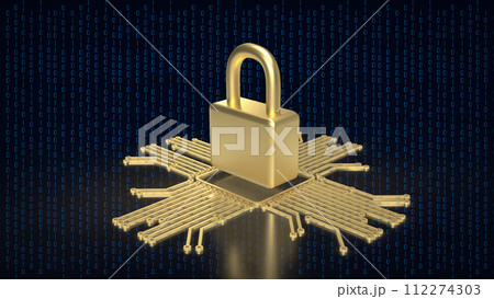 The gold logic and lock for it security or technology  concept 3d rendering. 112274303