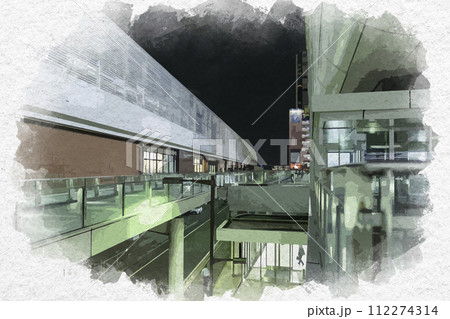 水彩画風 高崎駅東口駅前 群馬県高崎市 水彩画風 高崎駅東口駅前 群馬県高崎市 112274314