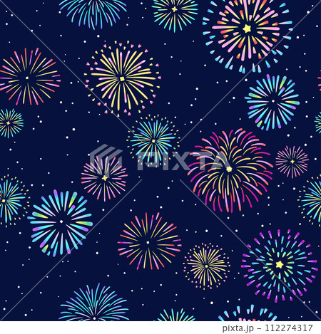 カラフルな打ち上げ花火の背景パターン1 112274317