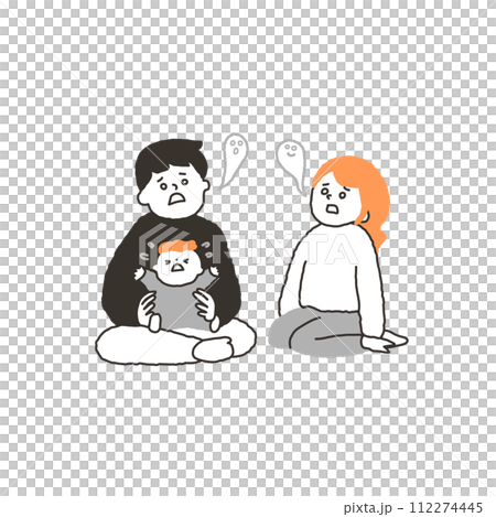 crying baby and tired parents 112274445