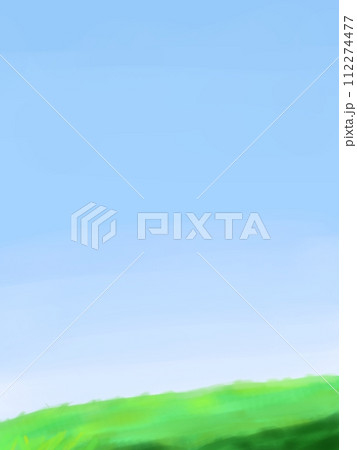 快晴の空と芝生 112274477