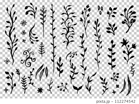 黑色批次手繪植物裝飾品套裝 黑色批次手繪植物裝飾品套裝 112274542