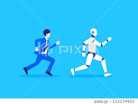 ロボットに追い越されるビジネスマン 112274932