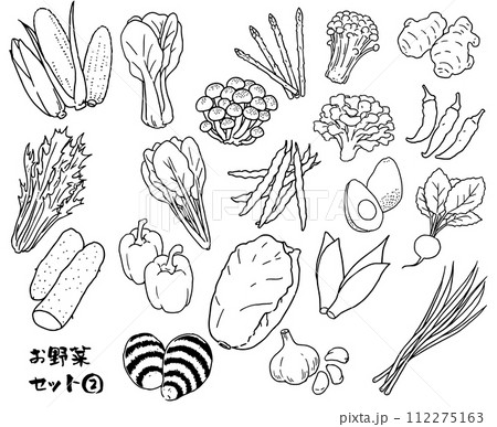 お野菜セット②線画 お野菜セット②線画 112275163