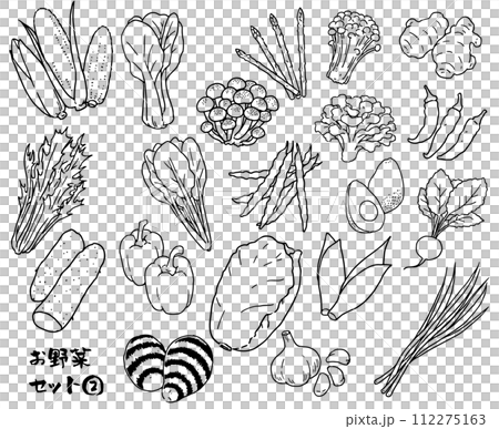 お野菜セット②線画 お野菜セット②線画 112275163