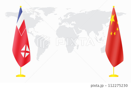 China and Wallis and Futuna flags for official meeting 112275230