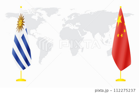 China and Uruguay flags for official meeting China and Uruguay flags for official meeting 112275237