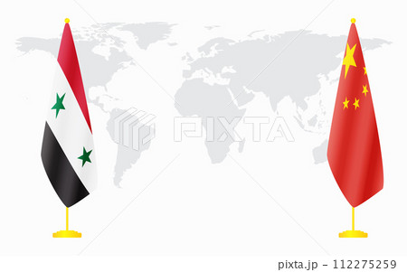 China and Syria flags for official meeting 112275259