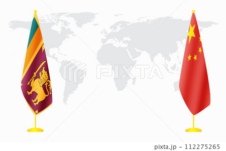 China and Sri Lanka flags for official meeting 112275265