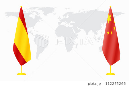 China and civil Spain flags for official meeting China and civil Spain flags for official meeting 112275266