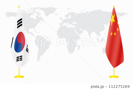 China and South Korea flags for official meeting 112275269