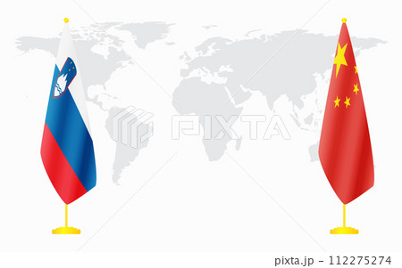 China and Slovenia flags for official meeting 112275274