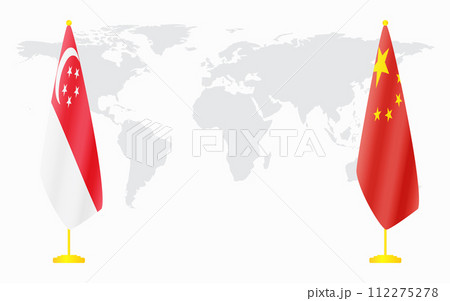 China and Singapore flags for official meeting 112275278