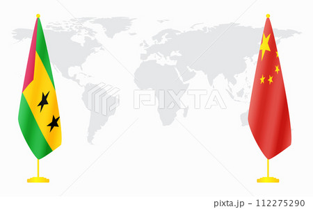 China and Sao Tome and Principe flags for official meeti 112275290