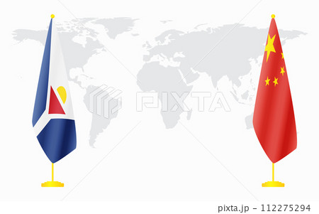 China and Saint Martin flags for official meeting China and Saint Martin flags for official meeting 112275294