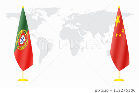 China and Portugal flags for official meeting 112275306
