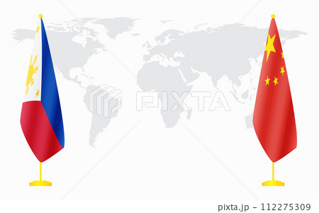 China and Philippines flags for official meeting China and Philippines flags for official meeting 112275309