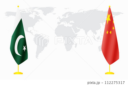 China and Pakistan flags for official meeting 112275317