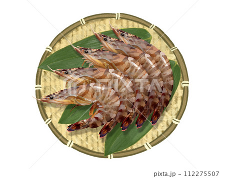 車海老(5尾)ザル、笹の葉付き 車海老(5尾)ザル、笹の葉付き 112275507