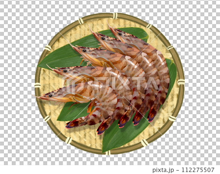 車海老(5尾)ザル、笹の葉付き 車海老(5尾)ザル、笹の葉付き 112275507