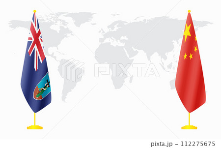 China and Montserrat flags for official meeting 112275675