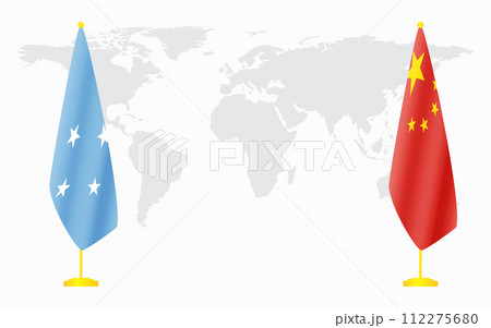 China and Micronesia flags for official meeting 112275680