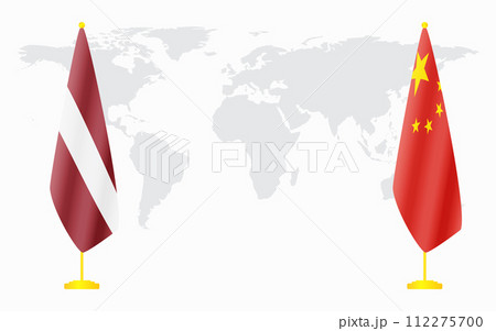 China and Latvia flags for official meeting China and Latvia flags for official meeting 112275700
