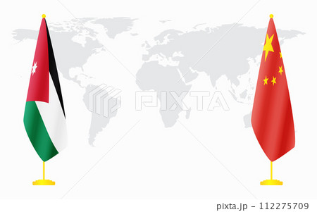 China and Jordan flags for official meeting China and Jordan flags for official meeting 112275709