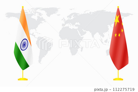 China and India flags for official meeting China and India flags for official meeting 112275719
