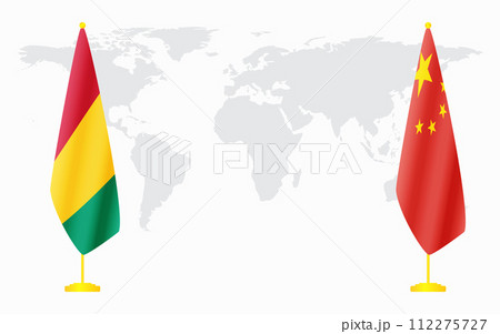 China and Guinea flags for official meeting 112275727