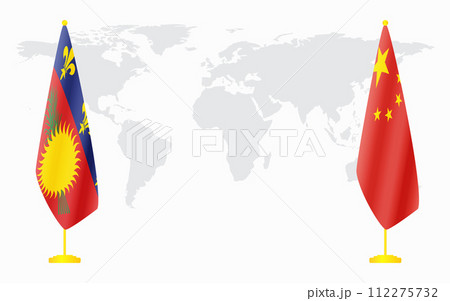 China and Guadeloupe flags for official meeting China and Guadeloupe flags for official meeting 112275732