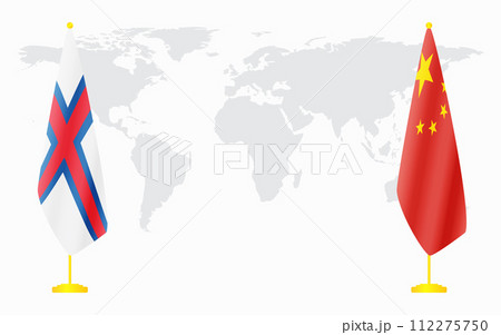 China and Faroe Islands flags for official meeting China and Faroe Islands flags for official meeting 112275750