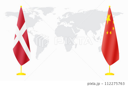 China and Denmark flags for official meeting China and Denmark flags for official meeting 112275763