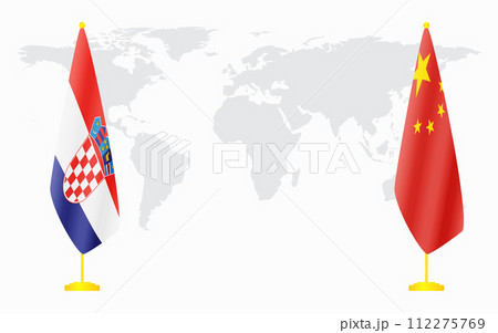 China and Croatia flags for official meeting 112275769