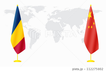 China and Chad flags for official meeting 112275802