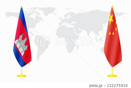 China and Cambodia flags for official meeting 112275810