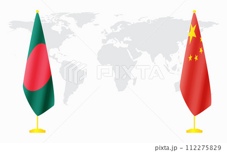 China and Bangladesh flags for official meeting 112275829