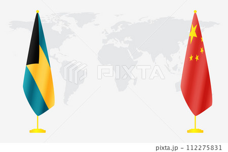 China and Bahamas flags for official meeting 112275831