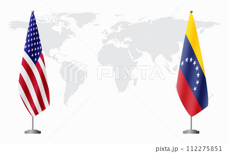 United States and Venezuela flags for official meeting 112275851