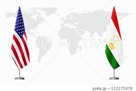 United States and Tajikistan flags for official meeting United States and Tajikistan flags for official meeting 112275878