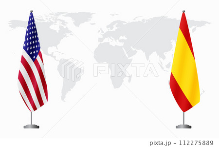 United States and civil Spain flags for official meeting United States and civil Spain flags for official meeting 112275889
