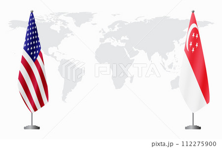 United States and Singapore flags for official meeting 112275900