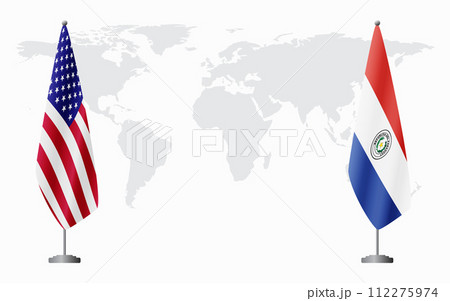United States and Paraguay flags for official meeting United States and Paraguay flags for official meeting 112275974