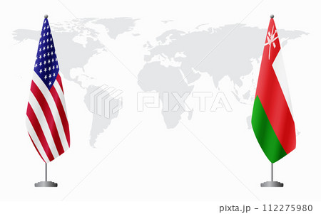 United States and Oman flags for official meeting United States and Oman flags for official meeting 112275980