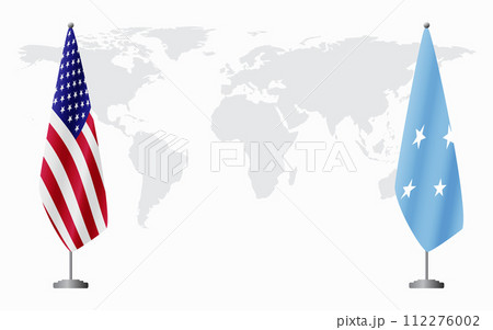 United States and Micronesia flags for official meeting United States and Micronesia flags for official meeting 112276002