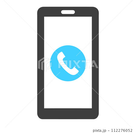 黒と水色｜電話アイコンのスマートフォン	 112276052